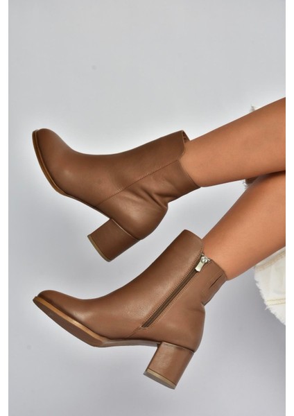 V468581003 Vizon Hakiki Deri Kalın Topuklu Kadın Bot fiyatları