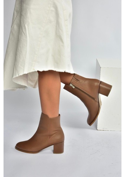 V468581003 Vizon Hakiki Deri Kalın Topuklu Kadın Bot fırsatları