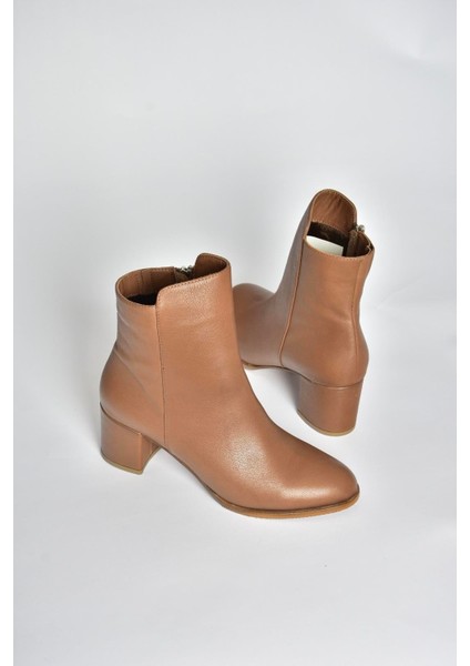 V468581003 Vizon Hakiki Deri Kalın Topuklu Kadın Bot indirimleri