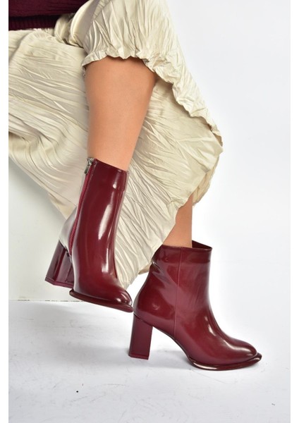 V590166308 Bordo Rugan Kalın Topuklu Klasik Kadın Bot fırsatları