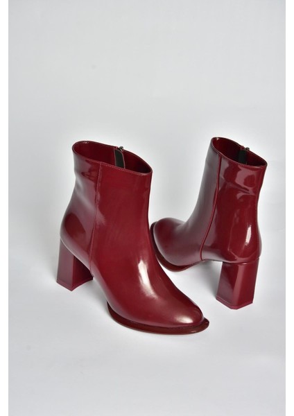 V590166308 Bordo Rugan Kalın Topuklu Klasik Kadın Bot indirimleri