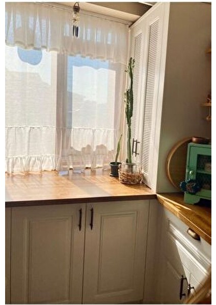 Fırfırlı Keten Tül Perde Büzgülü Krem Renkli Modern Tasarım fiyatları