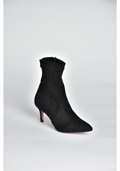 V997024802 Siyah Süet Ince Topuklu Kadın Bot indirimleri