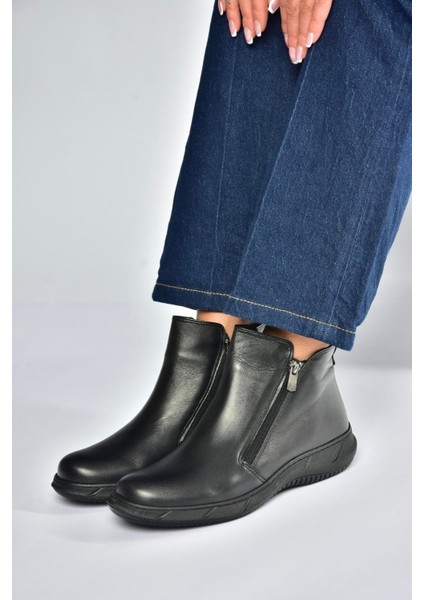 V398577603 Siyah Hakiki Deri Kadın Bot modelleri