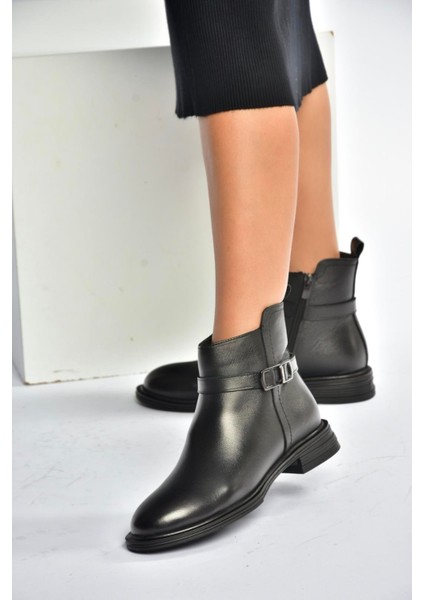 V555255503 Siyah Hakiki Deri Kadın Bot fiyatları