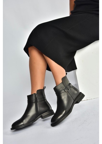 V555255503 Siyah Hakiki Deri Kadın Bot modelleri