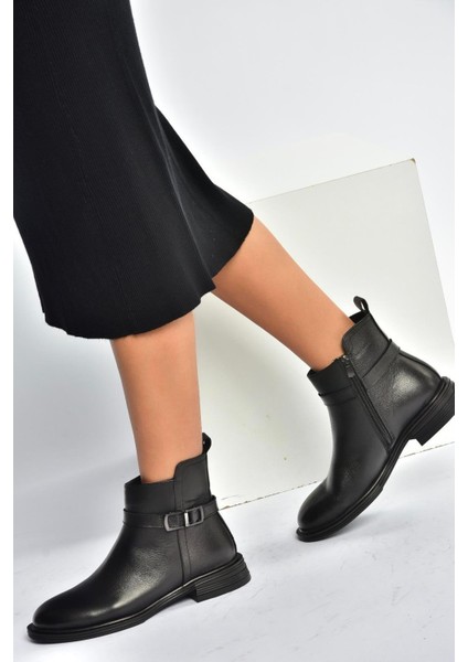 V555255503 Siyah Hakiki Deri Kadın Bot fırsatları