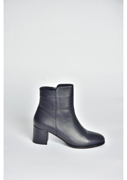 V468581003 Lacivert Hakiki Deri Kalın Topuklu Kadın Bot indirimleri