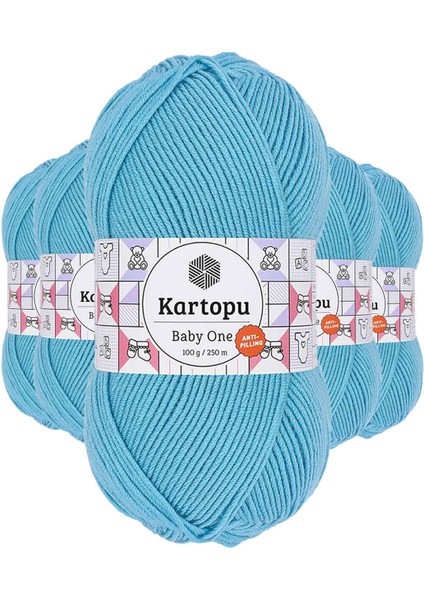 5 Adet Baby One Tüylenmeyen El Örgü Ipi Yünü Turkuaz K576