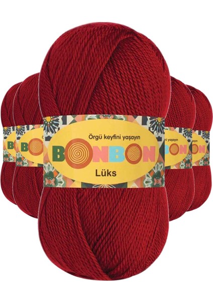 5 Adet Lüks Patik Ipi Yünü Koyu Kırmızı 98296