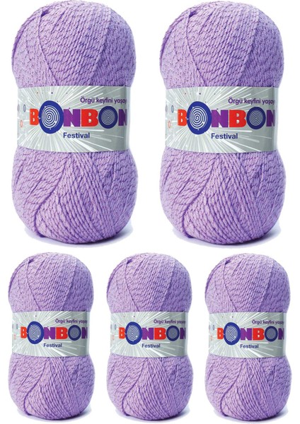 5 Adet Festival Simli Örgü Ipi Yünü Renk NO:205