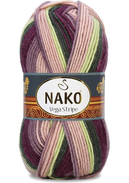 5 Adet Vega Stripe Premium Akrilik El Örgü Ipi Yünü No: 82414 modelleri