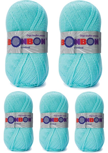 5 Adet Festival Simli Örgü Ipi Yünü Renk NO:203