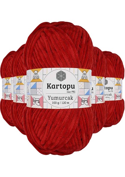 5 Adet Yumurcak Kadife El Örgü Ipi Kırmızı K126