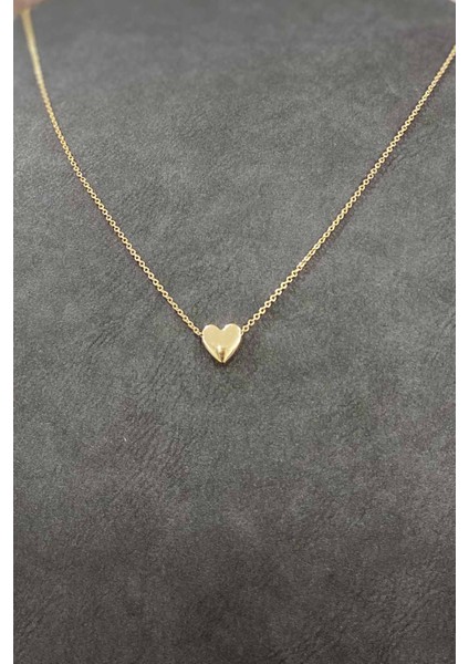Altın Kaplama Minimal Kalp Tasarım Ince Zincirli Kolye 40 cm modelleri