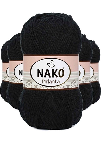 5 Adet Pırlanta Amigurumi El Örgü Ipi Yünü Siyah 217