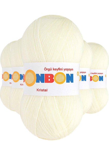 5 Adet Kristal El Örgü Lif Ipi Açık Krem 98223