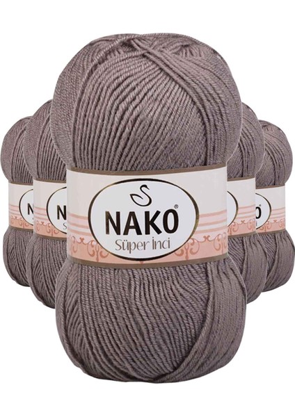 5 Adet Süper Inci El Örgü Ipi 100 gr Vizon 2000