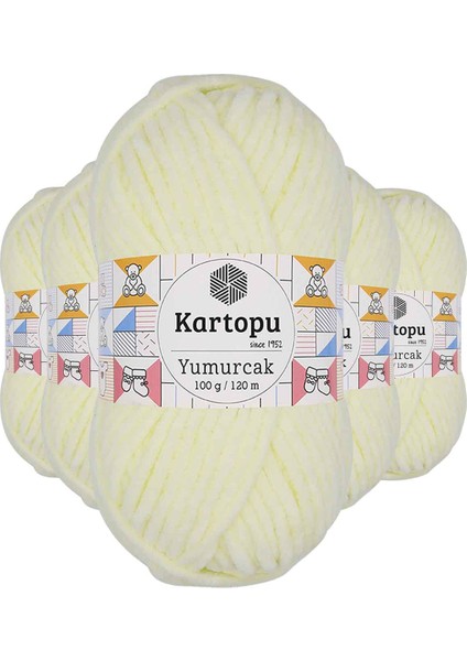 5 Adet Yumurcak Kadife El Örgü Ipi Krem K335