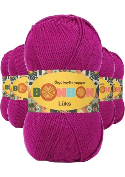 5 Adet Lüks Patik Ipi Yünü Fuşya 98403