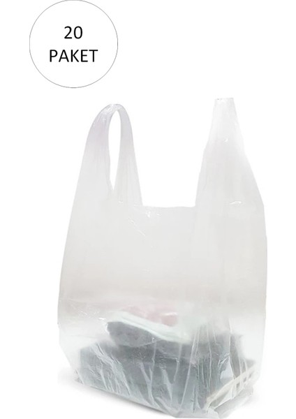 Şeffaf Atlet Poşet Küçük Boy 24X43 cm 20 Paket Takriben 6.000 Adet