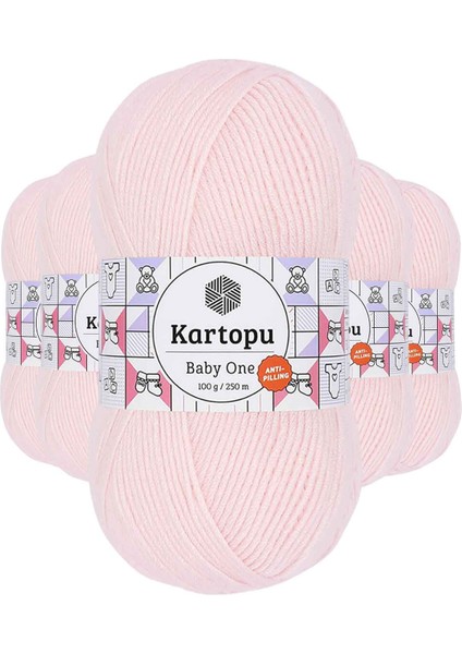 5 Adet Baby One Tüylenmeyen El Örgü Ipi Yünü Bebe Pembe K255