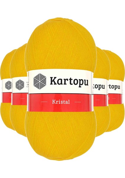 5 Adet Kristal Çift Katlı El Örgü Lif Ipi Koyu Sarı K320