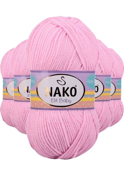 5 Adet Elite Baby El Örgü Ipi Tüylenmeyen Bebek Yünü Açık Pembe 6936