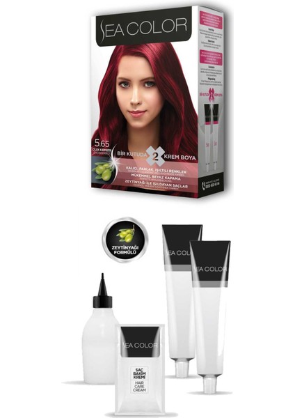 2x2 Tüp Krem Saç Boyası Seti Çilek Kırmızısı No:5.65 fiyatları