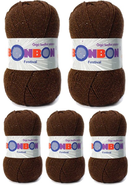 5 Adet Festival Simli Örgü Ipi Yünü Renk NO:219