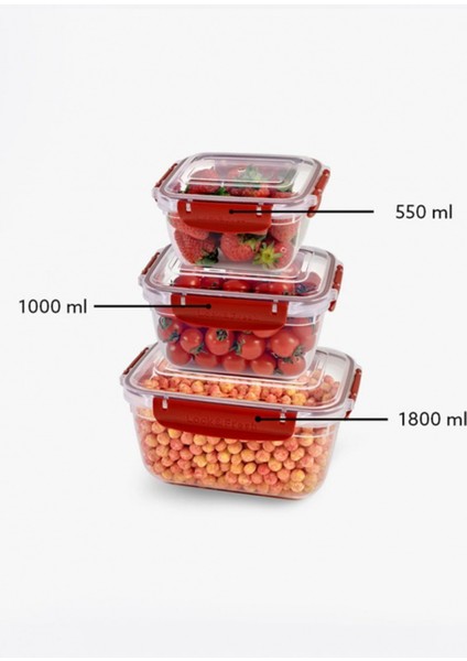 Master Dikdörtgen Saklama Seti 3'lü 550-1000-1800 ml ROYALEKS-30866