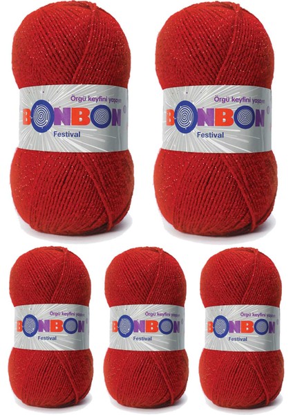 5 Adet Festival Simli Örgü Ipi Yünü Renk NO:237