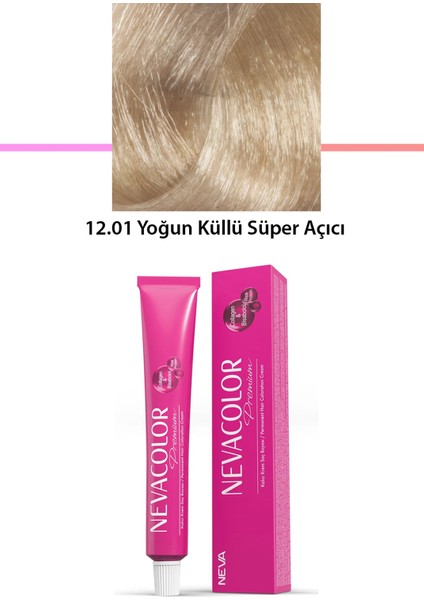 Premium 12.01 Yoğun Küllü Süper Açıcı - Kalıcı Krem Saç Boyası 50 G Tüp