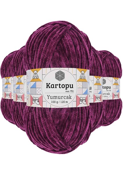 5 Adet Yumurcak Kadife El Örgü Ipi Mürdüm K726