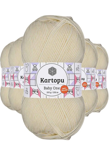 5 Adet Baby One Tüylenmeyen El Örgü Ipi Yünü Krem K025