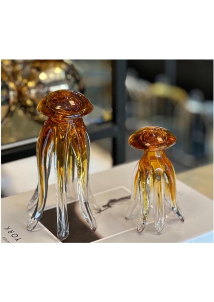 Bal Rengi Cam Ahtapot Dekoratif Obje