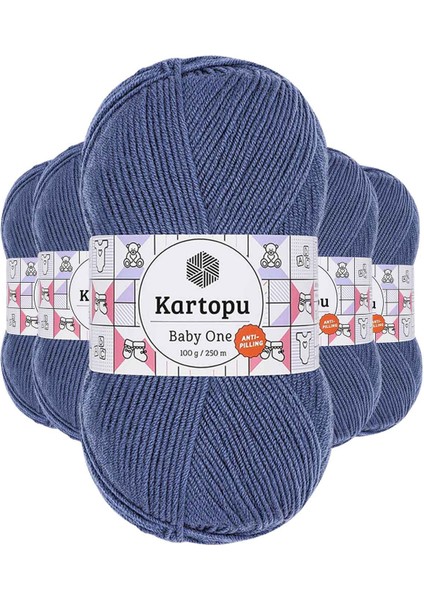5 Adet Baby One Tüylenmeyen El Örgü Ipi Yünü Koyu Mavi K1533