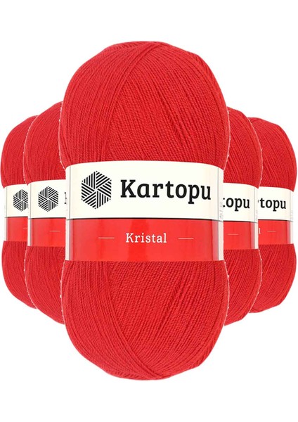 5 Adet Kristal Çift Katlı El Örgü Lif Ipi Açık Kırmızı K160