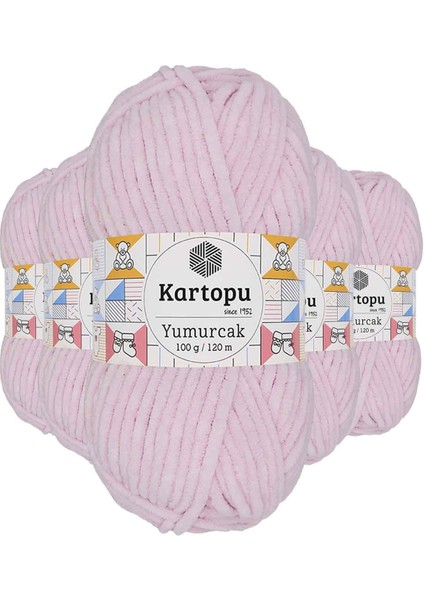 5 Adet Yumurcak Kadife El Örgü Ipi Toz Pembe K1562