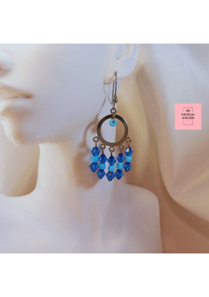 Mavi Kristal Boncuklu Sallantılı Halka Küpe – Işıltılı Kadın Küpe, Zarif Boncuklu Takı, Hediyelik Şık Sallantılı Küpe, Modern Halka Tasarım, Günlük ve Özel Gün Aksesuarı fırsatları