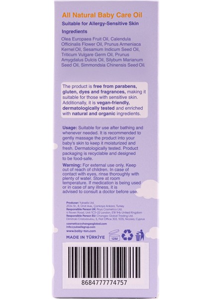 Doğal Bebek Bakım Yağı 50 ml