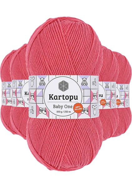 5 Adet Baby One Tüylenmeyen El Örgü Ipi Yünü Pembe K254
