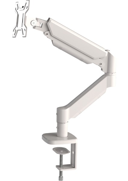 M252 Hareketli Tekli Beyaz Monitör Standı – 13"-32", 75X75MM-100X100MM Vesa Uyumlu, 8 kg Taşıma Kapasiteli, ±45° Eğimli, Yükseklik Ayarlı