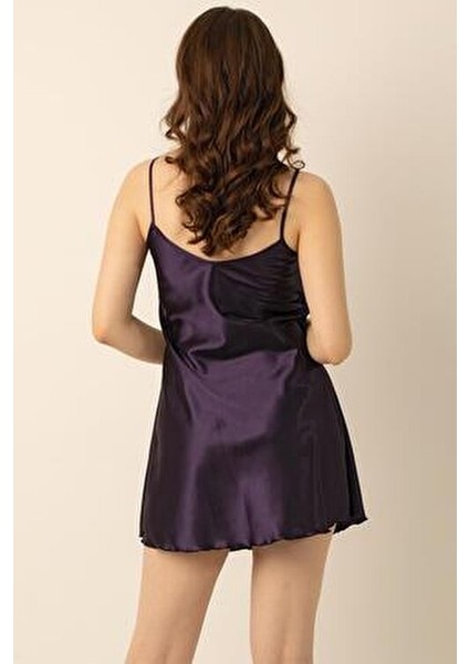 Ince Askılı Mini Saten Gecelik