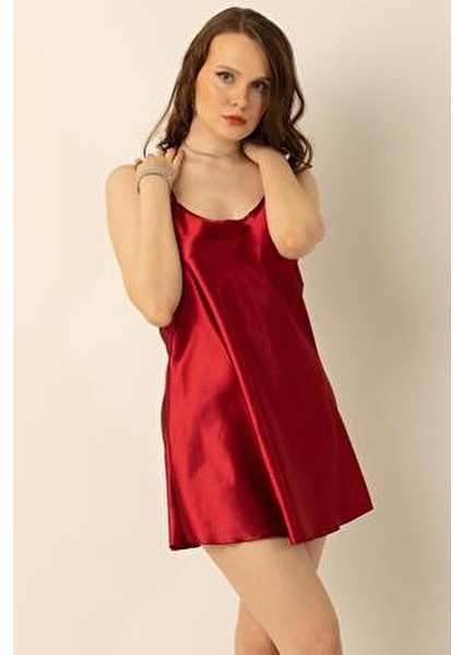 Ince Askılı Mini Saten Gecelik modelleri