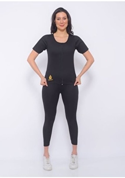 Kadın Termal Korse Takım Siyah İncelme Etkisiyle Spor İçin Uygun