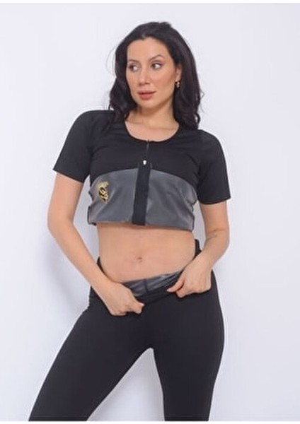 Kadın Termal Korse Takım Siyah İncelme Etkisiyle Spor İçin Uygun