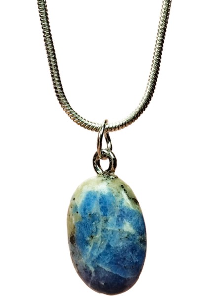 Sodalit Doğal Taşı Zincirli El Yapımı Kolye Uç: 1,5 cm Zincir: 20 cm Kutulu