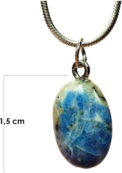Sodalit Doğal Taşı Zincirli El Yapımı Kolye Uç: 1,5 cm Zincir: 20 cm Kutulu modelleri
