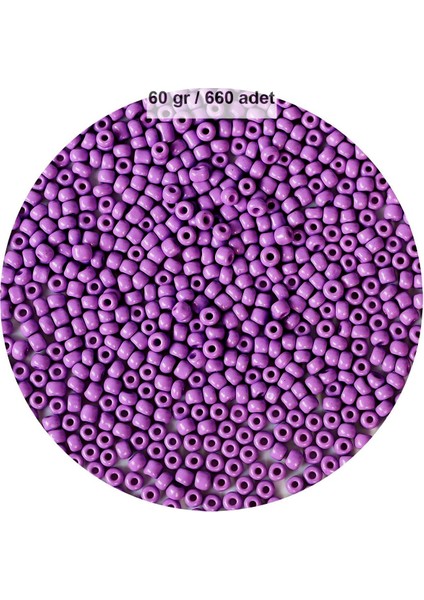 Mor Renk 4 mm Yaklaşık 660 Adet / 60 Gram Cam Boncuk Oya Yazma Bileklik ve Kolye